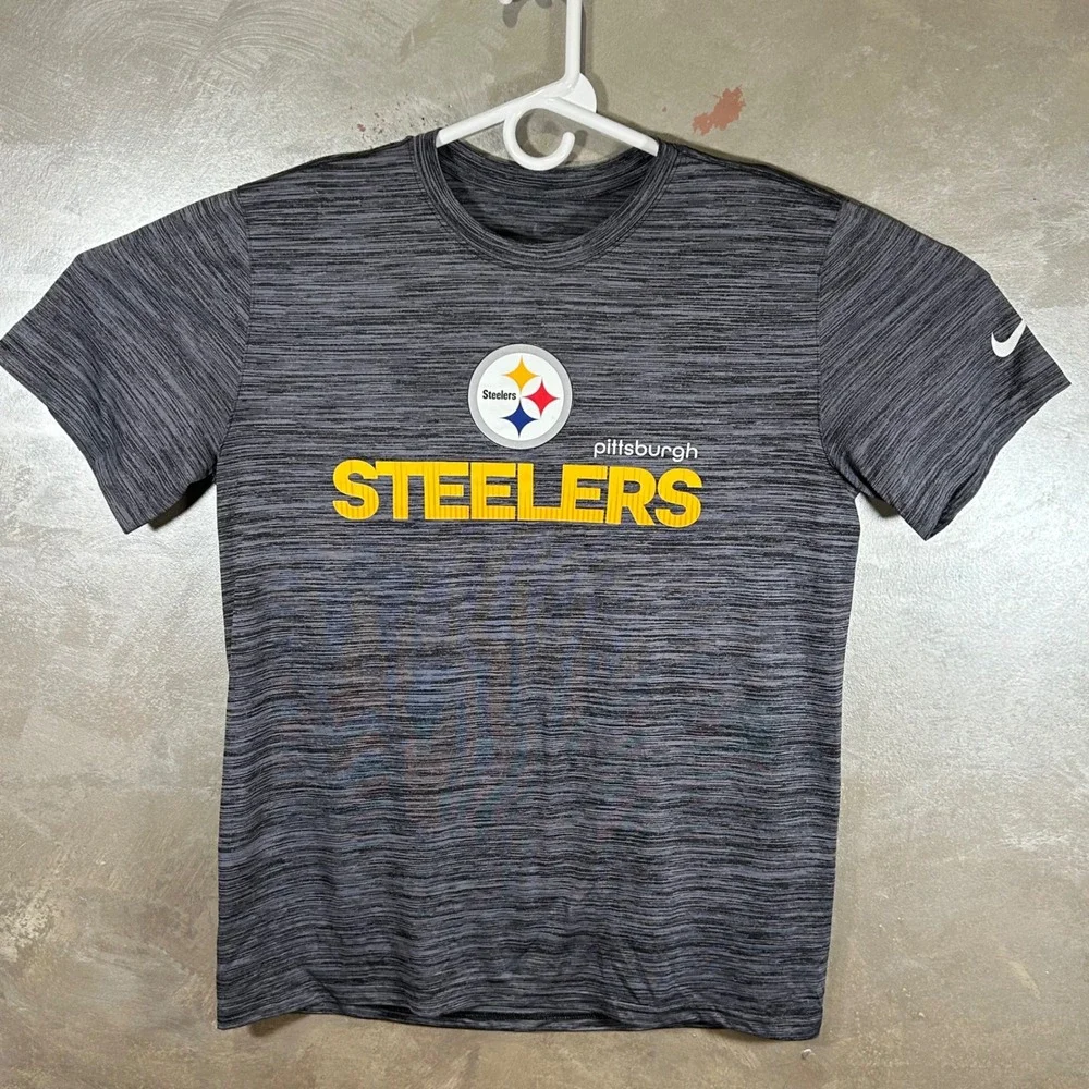 Nike Dri-FIT Pittsburgh Steelers Shirt Mens Large Gray Heathered NFL Tee